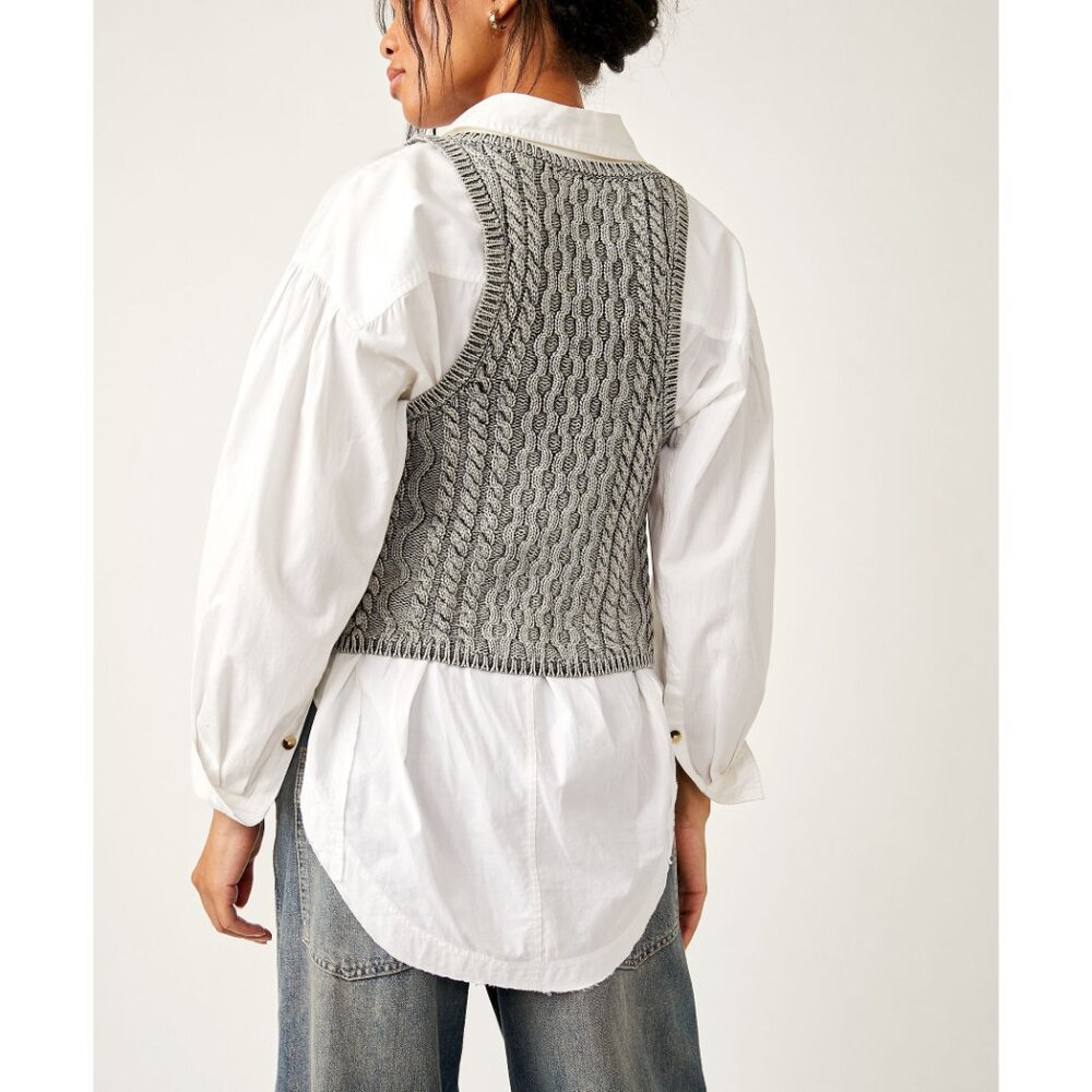 FREE PEOPLE High Tide Cable Tank / Black - Picture 3 of 9